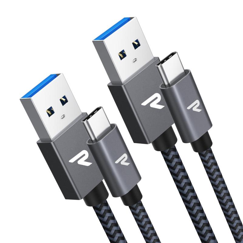 RAMPOW usb c ケーブル【1m+1m 2本/黒】タイプc ケーブル 急速充電 QuickCharge3.0対応 USB3.1 Gen1規格 iPhone16/iPhone15シリーズ充電ケーブル Sony Xperia/Samsung/Asus