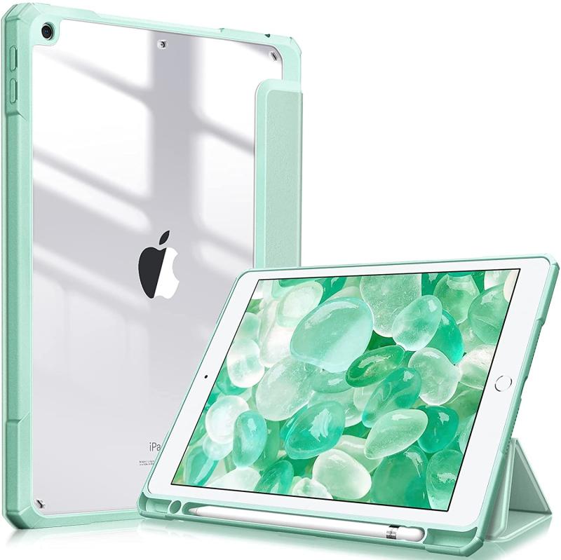 Fintie iPad 10.2 ケース iPad 第9 / 8 / 7世代 ケース 2021 2020 2019 透明バックカバー Apple Pencil 収納可能 三つ折スタンド スリープ機能 軽量 薄型 傷つけ防止 PU合成レザー TPU (モデ