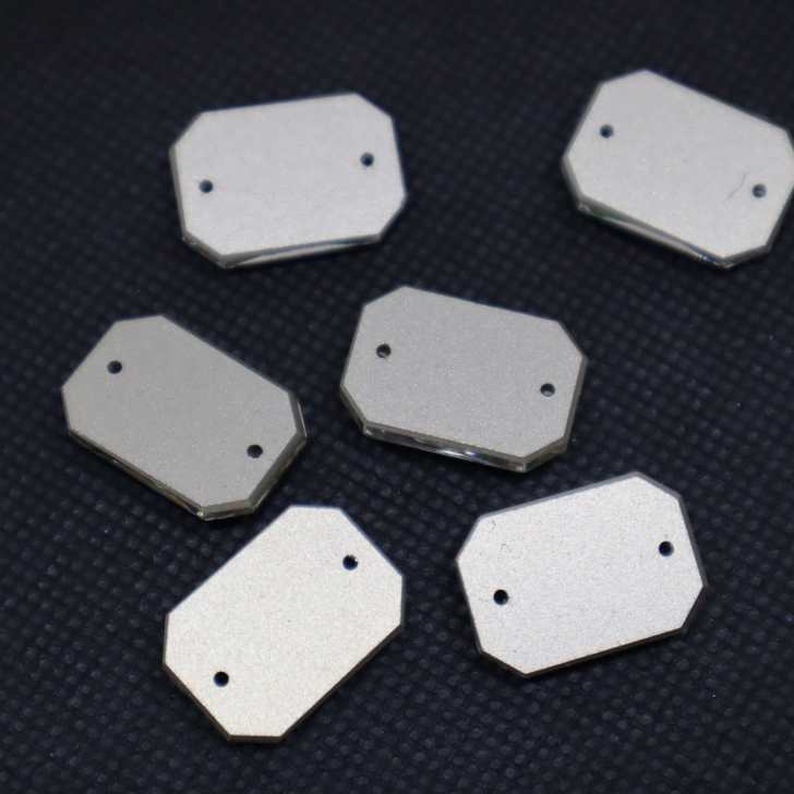 BelletresorのA5ランク　【RectangleOctagon 14×20mm 6粒 CrystalAB 】ガラスビジュー　ガラスストーン　高輝度ビジュー　ソーオン　ソーオンビジュー　クリスタルオーロラ　衣装パーツ　縫い付けビジュー　ソーオンストーン｜アングル2