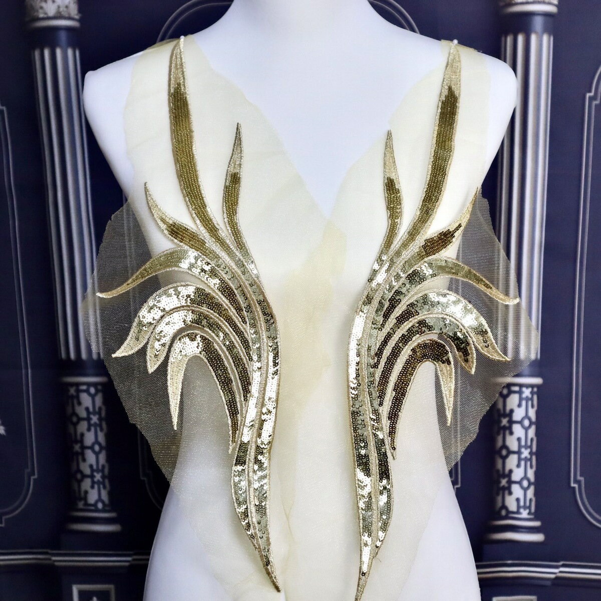 【BO-1004　Gold】　装飾パーツ　モチーフ　刺繍モチーフ　衣装モチーフ　衣装パーツ　　レースモチー..