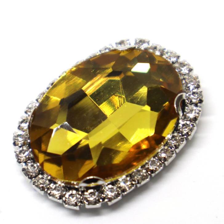 【ポイントビジュー　楕円　20×30mm　1ピース　・トパーズ　Topaz　】ガラスビジュー　　モチーフビジュー　貼り付けストーン　衣装パーツ　チェーンビジュー　ブライダルビジュー　ビジューアップリケ　ウエディングドレスやレオタード製作に☆ 3