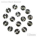 A5ランク 【丸Rivoli型 12mm 15粒 Black Diamond ブラックダイアモンド】ガラスビジュー ガラスストーン 高輝度ビジュー ソーオン ソ...