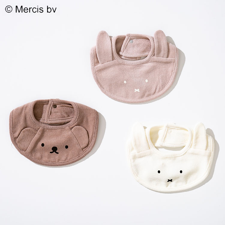 子供服 miffy（ミッフィー） パイルスタイ （ミッフィーmiffy・ボリスboris）/ petit main（プティマイン）スタイ ベビー服 キッズ服 かわいい ナルミヤ インターナショナル NARUMIYA よだれかけ うさぎ くま 綿 アイボリー ピンク ブラウン ベビー用品 dejのサムネイル