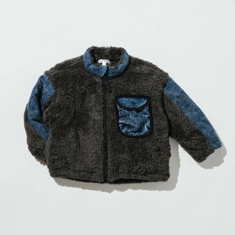 マフラーいらずのぽかぽかフリース / ファーフリースジャケット キッズ服 子供服 ベビー服 おしゃれ かわいい チャコール アウター ボア ファー フリース 長...