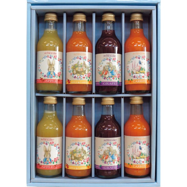 お歳暮 冬ギフト ジュース ピーターラビットTMジュース(8本) (NPTO8)/ 内祝い 出産内祝い お返し 結婚内祝い 結婚祝い 写真入り メッセージカード...