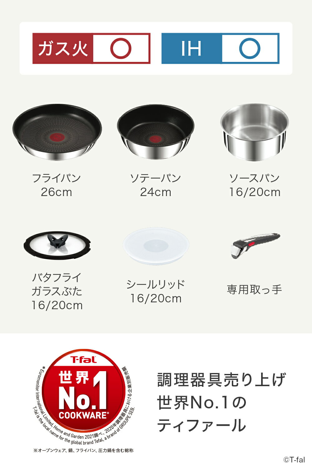 【あす楽14時まで対応 】ティファール T-fal インジニオ・ネオ フライパンセット IHステンレス・アンリミテッド セット9 L97090 IH・ガス火対応 送料無料 t-fal T-FAL tfal Tfal 2