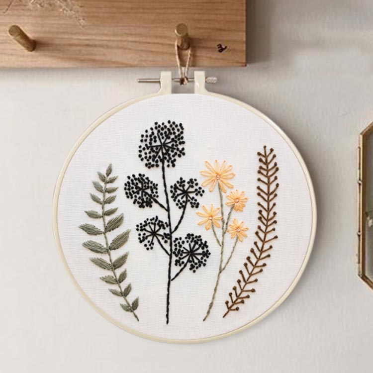刺繍キット 花 刺しゅうキット 刺繍枠 刺繍糸 材料セット 植物刺繍キット 基本ステッチ DIY ハンドメイド 初心者向け 手芸 全5種類