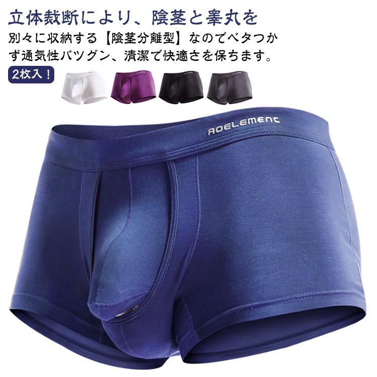 パンツ アンダーウェア ボクサーパンツ 2枚セット 下向き セクシー メンズ下着 男性下着 スポーツウェ..