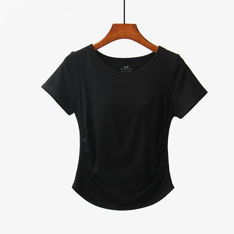 ヨガウェア Tシャツ レディース ショート カップ付き トップス 半袖 ヨガTシャツ ...