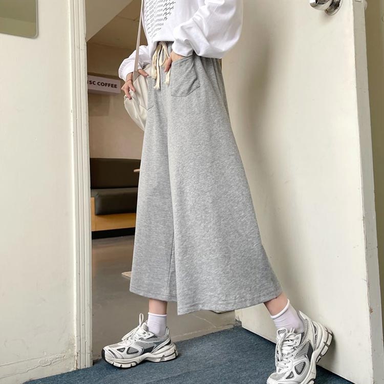 フレアパンツ ゆったり 春 体型カバー ハイウエスト レディース スウェット カジュ...
