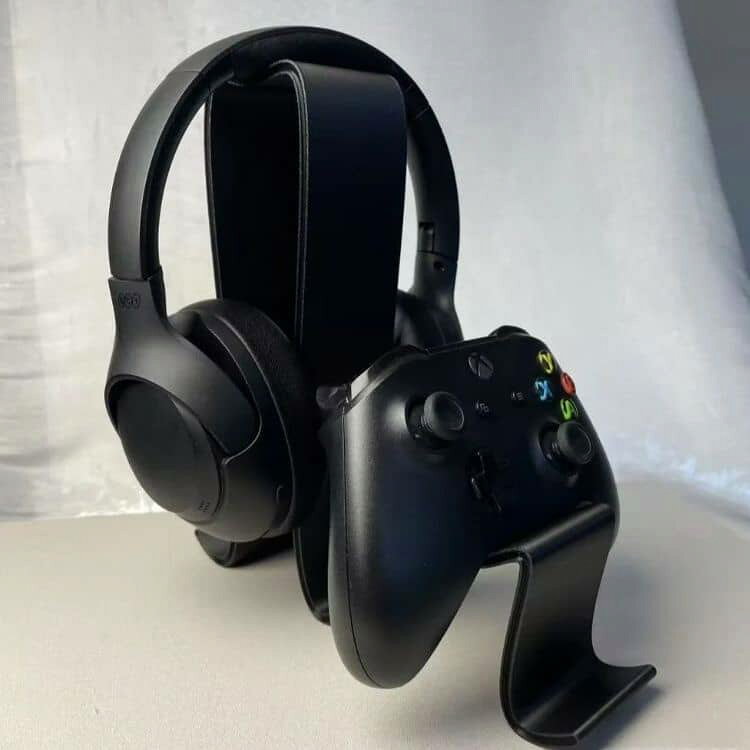 ベレザヴォーチェのヘッドセット one スイッチ コントローラー 収納ラック PS4 ヘッドホン xbox デスク上 収納スタンド ゲームコントローラー 2DS 3DS Joy-Con ジョイコン 多機種対応 SWITCH コントローラースタンド PS5 送料無料 ヘッドホンスタンド Switch リビング ブラック｜アングル2