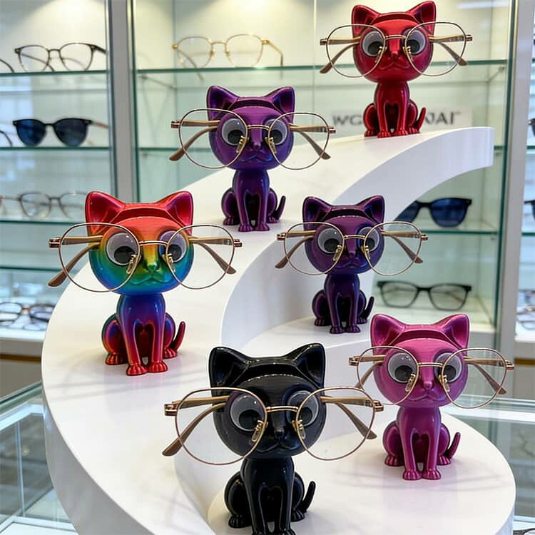 ベレザヴォーチェのメガネスタンド めがね ユニーク サングラス置き 眼鏡置き ねこ 眼鏡立て 収納 インテリア ねこ 眼鏡ホルダー メガネ掛け おもしろ めがね 眼鏡スタンド コレクション 眼鏡掛け 送料無料 ディスプレイ おもしろい 雑貨 グッズ｜アングル3