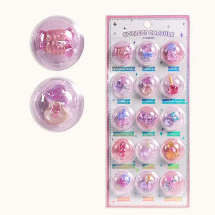 ぷくぷくシール カプセルシール ワンポイント 立体シール ぷっくりシール 3Dシール ミニ ぷにぷにシール デコシール ステッカー シール カプセルシール プチ カプセルシール 送料無料 3D 立体 浮き彫 樹脂 子供 DIY用 文房具 雑貨 グッズ 2
