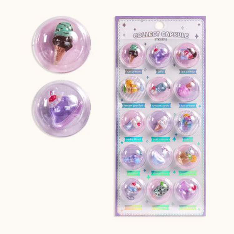 ぷくぷくシール カプセルシール ワンポイント 立体シール ぷっくりシール 3Dシール ミニ ぷにぷにシール デコシール ステッカー シール カプセルシール プチ カプセルシール 送料無料 3D 立体 浮き彫 樹脂 子供 DIY用 文房具 雑貨 グッズ 3