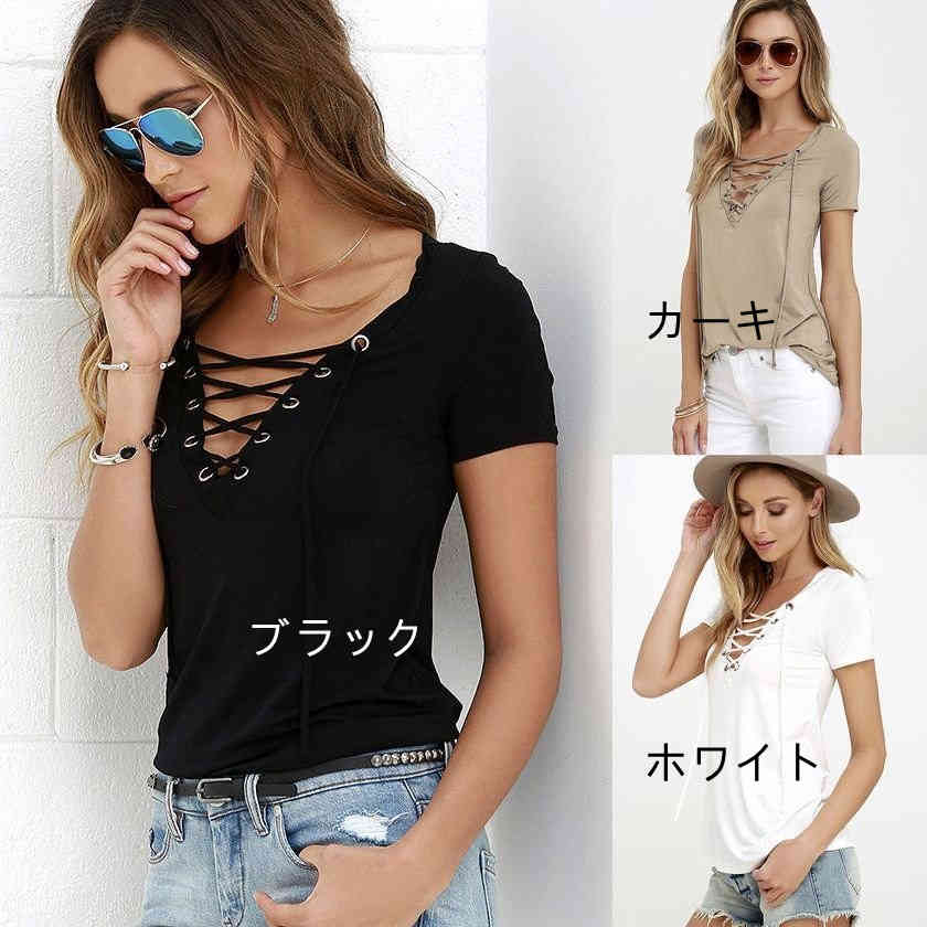 セクシー トップス 胸元 カットソー 大きい