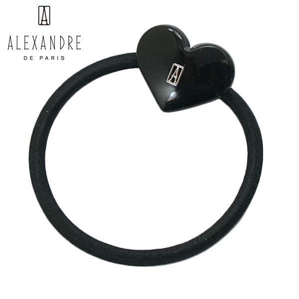 乐天商城 - アレクサンドル ドゥ パリ タイムレス ポニー ヘアゴム 髪飾り ブラック フランス製 ALEXANDRE DE PARIS TIMELESS PONY APY-18097-024-N
