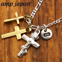 【クリーナープレゼント】amp japan アンプジャパン トリプルクロス ネックレス ペンダント シルバー925 真鍮 Latin Crosses NC チェーン付き 十字架 日本製 NOHK-100 【正規品】
