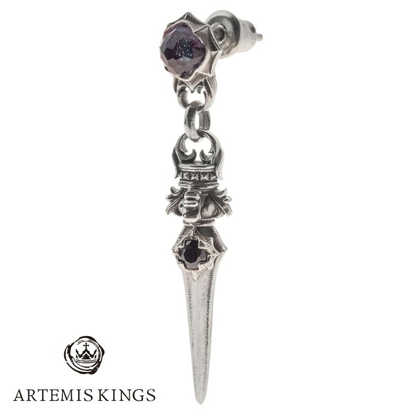 【ポリッシュクロスプレゼント】アルテミスキングス ARTEMIS KINGS 緑紫虹ドージェダガーピアス （片耳）シルバー925 AKE0127
