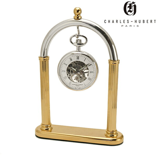 チャールズ ヒューバート CHARLES HUBERT 懐中時計 + スタンドセットモデル 42mm ポケットウォッチ オープンフェイス ゴールド 機械式 手巻...
