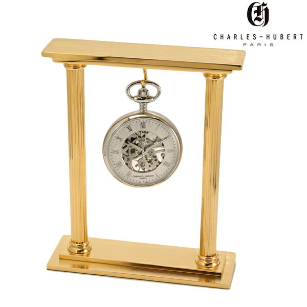 チャールズ ヒューバート CHARLES HUBERT 懐中時計 + スタンドセットモデル 42mm ポケットウォッチ オープンフェイス ゴールド 機械式 手巻...