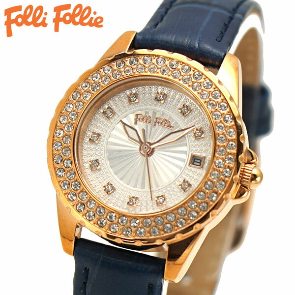 フォリフォリ FOLLI FOLLIE 腕時計 レディース/女性用 ローズゴールド x ネイビー WF13B071STS-DB