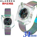 KLASSE14 腕時計 【クリーナープレゼント】KLASSE14 クラス14 クラスフォーティーン K14 IRREGULARLY SQUARE Rainbow Transparent with Mesh Strap 34mm イレギュラリー スクエア レインボー レディース 腕時計 ステンレスベルト WKF20TI001W【国内正規品】