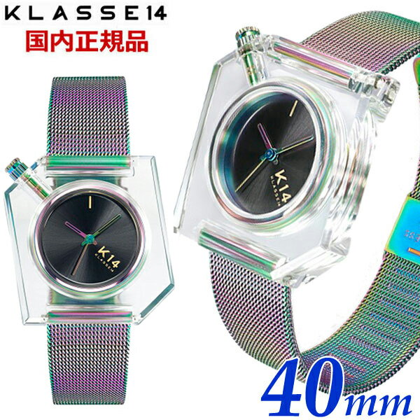 KLASSE14 腕時計 メンズ 【クリーナープレゼント】KLASSE14 クラス14 クラスフォーティーン K14 IRREGULARLY SQUARE Rainbow Transparent with Mesh Strap 40mm イレギュラリー スクエア レインボー メンズ 腕時計 ステンレスベルト WKF20TI002M【国内正規品】