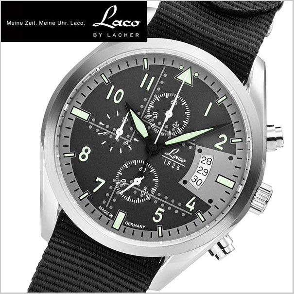 【クリーナープレゼント】LACO ラコ 腕時計 ドイツ空軍パイロットウォッチ クロノグラフ クォーツムーブメント Detroit デトロイト/メンズ LACO ラコ 8861917（国内正規品）【送料無料】