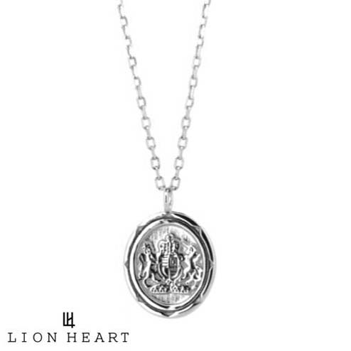 【10%OFFクーポン・ブラックフライデー】【クリーナープレゼント】 ライオンハート ネックレス ペンダント “Petite Modern” プチネックレス（イギリス国章コイン ホワイトゴールド） K10 ゴールド 10金 LION HEART 01NE018【国内正規品】