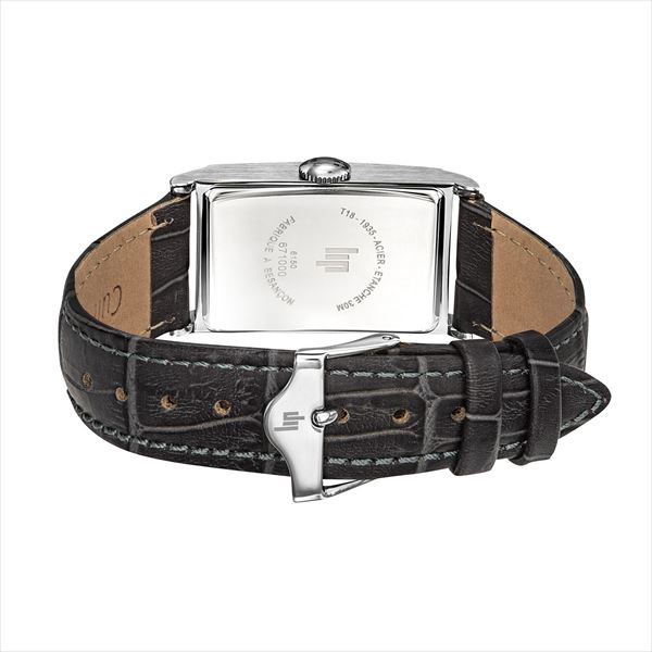 【クリーナープレゼント】LIP リップ 腕時計 チャーチル T18 CHURCHILL シルバー & ダークグレー クロコダイル型押し牛革ベルト レザー メンズ レディース ユニセックス 男女兼用 ウォッチ レクタンギュラー 四角型 長方形 671000【国内正規品】