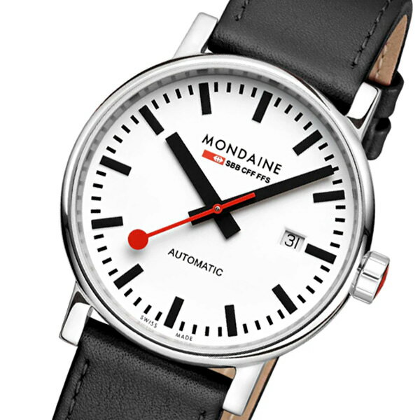 【日本正規販売店】【モンディーン】 MONDAINE 機械式腕時計（自動巻き） スイス国鉄オフィシャル鉄道ウォッチ 40mm EVO2 Automatic エヴォ2 オートマチック メンズ ホワイト文字盤 MSE.40610.LB