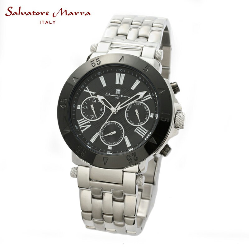 サルバトーレマーラ サルバトーレマーラ SALVATORE MARRA メンズ腕時計 マルチファンクション ステンレスベルト シルバー x ブラック SM22108-SSBK