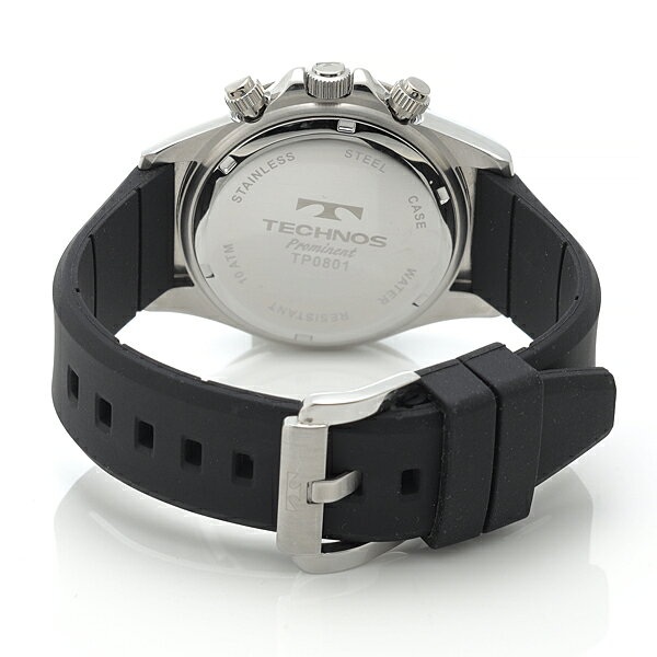 【テクノス】 TECHNOS 腕時計 メンズ クロノグラフ ホワイト文字盤 シリコンベルト 10気圧防水 TP0801SW