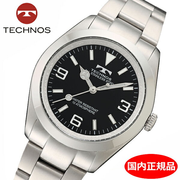 テクノス 腕時計（メンズ） 【テクノス】 TECHNOS 腕時計 メンズ ブラック文字盤 ステンレスベルト TSM920SB