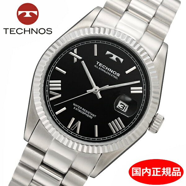 TECHNOS - 【テクノス】 TECHNOS 腕時計 メンズ ブラック文字盤 ステンレスベルト TSM921SB