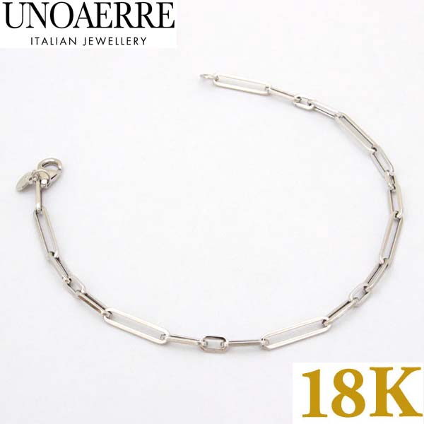 【クリーナープレゼント】UNOAERRE ウノアエレ ブレスレット 18金 K18WG ホワイトゴールド ユニセックス メンズ レディース イタリア製 2923...