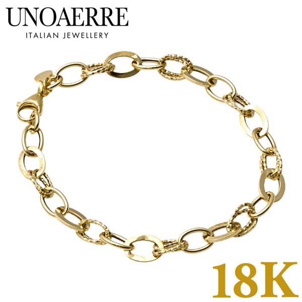 【クリーナープレゼント】UNOAERRE ウノアエレ ブレスレット 18金 K18YG イエローゴールド ユニセック..