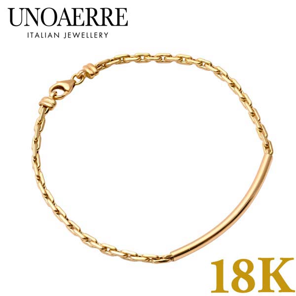 【クリーナープレゼント】UNOAERRE ウノアエレ ブレスレット 18金 K18YG イエローゴールド ユニセック..