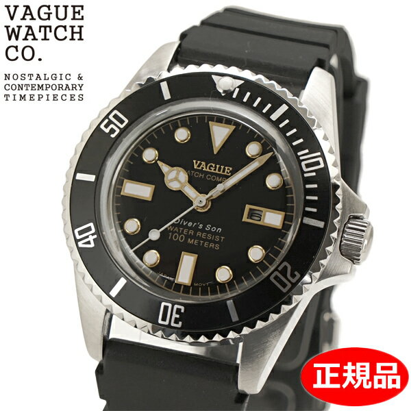 ヴァーグウォッチ カンパニー 腕時計 ダイバーズサン 36mm ウレタンベルト ブラック文字盤 VAGUE WATCH Co. WATCHDIVER'S SON DS-L-001