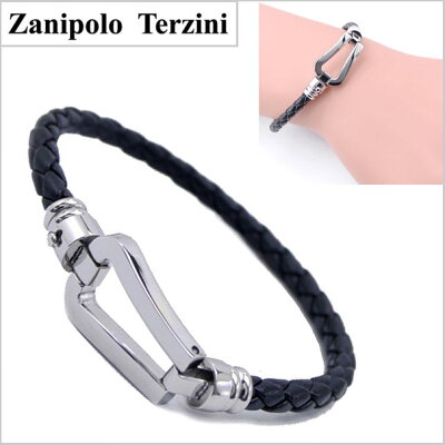 Zanipolo Terzini(ザニポロ・タルツィーニ)サージカルステンレス製 レザーブレスレット/メンズ・ブラック x シルバー ザニポロタルツィーニ ZTB2610M-SSBK【送料無料】