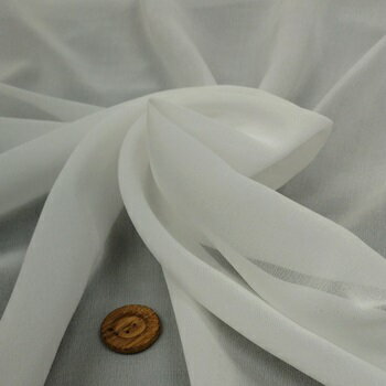 【 シルク 100% 10匁シフォン生地 オフ白 】2個(1m)以上、50cm単位販売商品