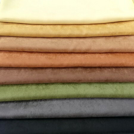 商品名：ポリエステル　エルモザ スエード生地 8色 素　材：ポリエステル 76% 複合繊維(ポリエステル) 24% 生地幅：140cm 重　量：180g/m2 カラー：8色 【エルモザ】天然皮革の表革を起毛させた、毛足の短い「ヌバック」を織...