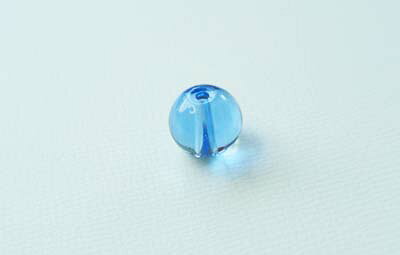 ガラス玉パーツ10mmΦ5個入（アクア）丸玉中通1穴