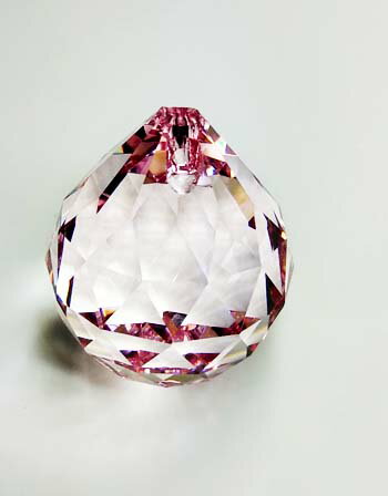 ボヘミアクリスタル【ライトピンク】30mmボール型1穴シャンデリアパーツ　プレシオサ　チェコ製