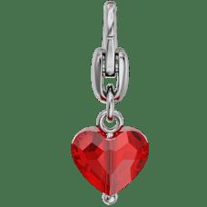 アクセサリー:ハグハート21x8mm【ルビー】フック用金具・カニカン金具付 スワロフスキー・クリスタル ペンダント グラスマーカー