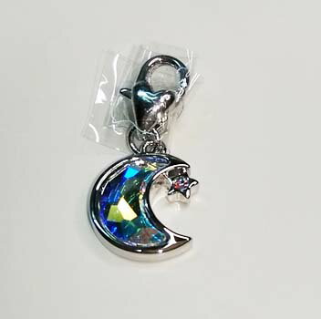 アクセサリー：リジール-ナ★星と三日月デザイン25x11mmフック用穴付き【クリスタルAB】金具付きスワロ..