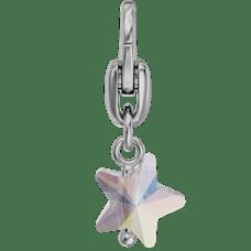 チャーム:星スター20.5x8mmフック用穴付き【クリスタルAB】カニカン金具付きスワロフスキー・クリスタル ペンダント グラスマーカー