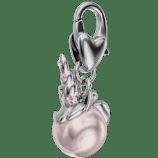 アクセサリー:ユニコーン22x8mm【パールピンク】フック用穴・カニカン金具付 スワロフスキー・クリスタル ペンダント グラスマーカー
