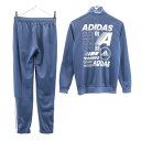 古着 adidas アディダス バック ロゴ プリント トレーニング 長袖 ジャージ 上下 セットアップ 150cm 紺系 トラックジャケット ロングパンツ キ...