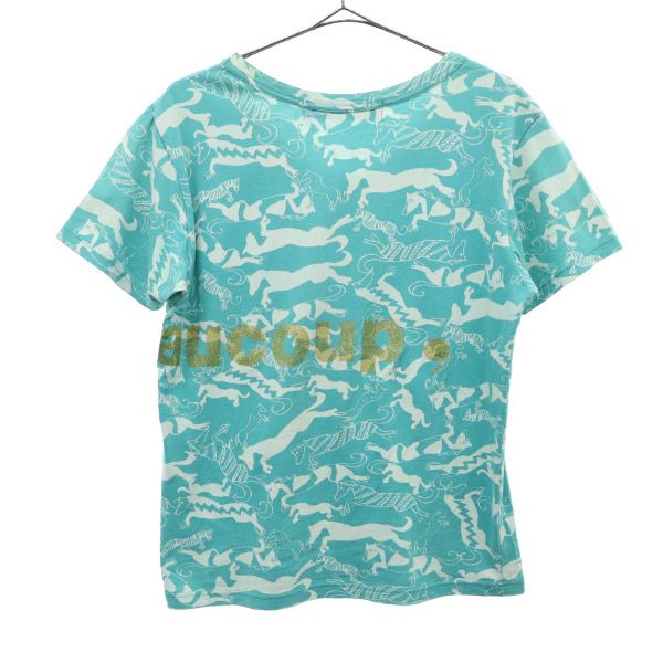 古着 mercibeaucoup. メルシーボークー アニマル柄 半袖 Tシャツ 1 ブルー系 レディース 【中古】 【PD】